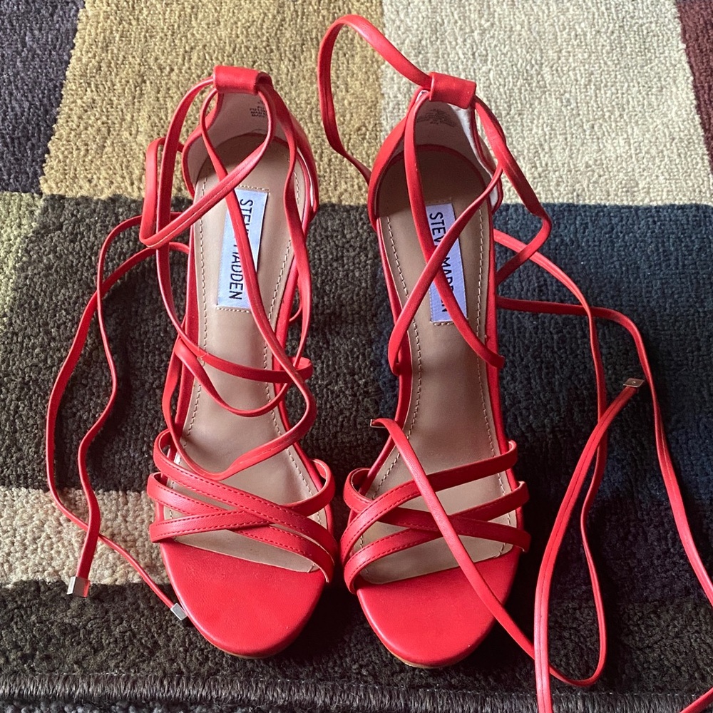 Steve Madden Vibrant Red Strappy Heels